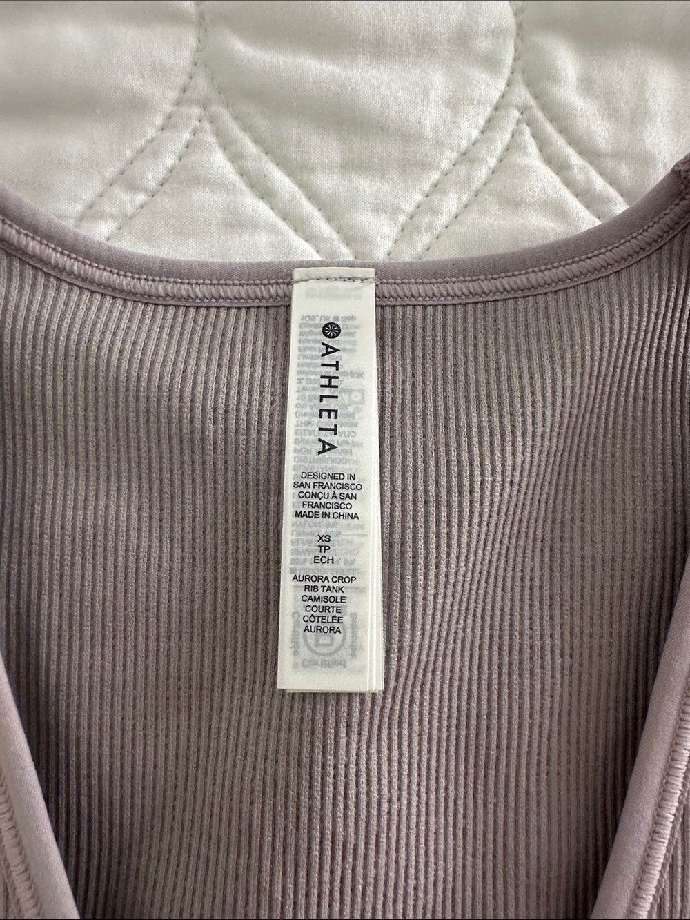 Athleta Aurora Ribbed Tank Crop - lavender/taupe - Picture 3 of 7